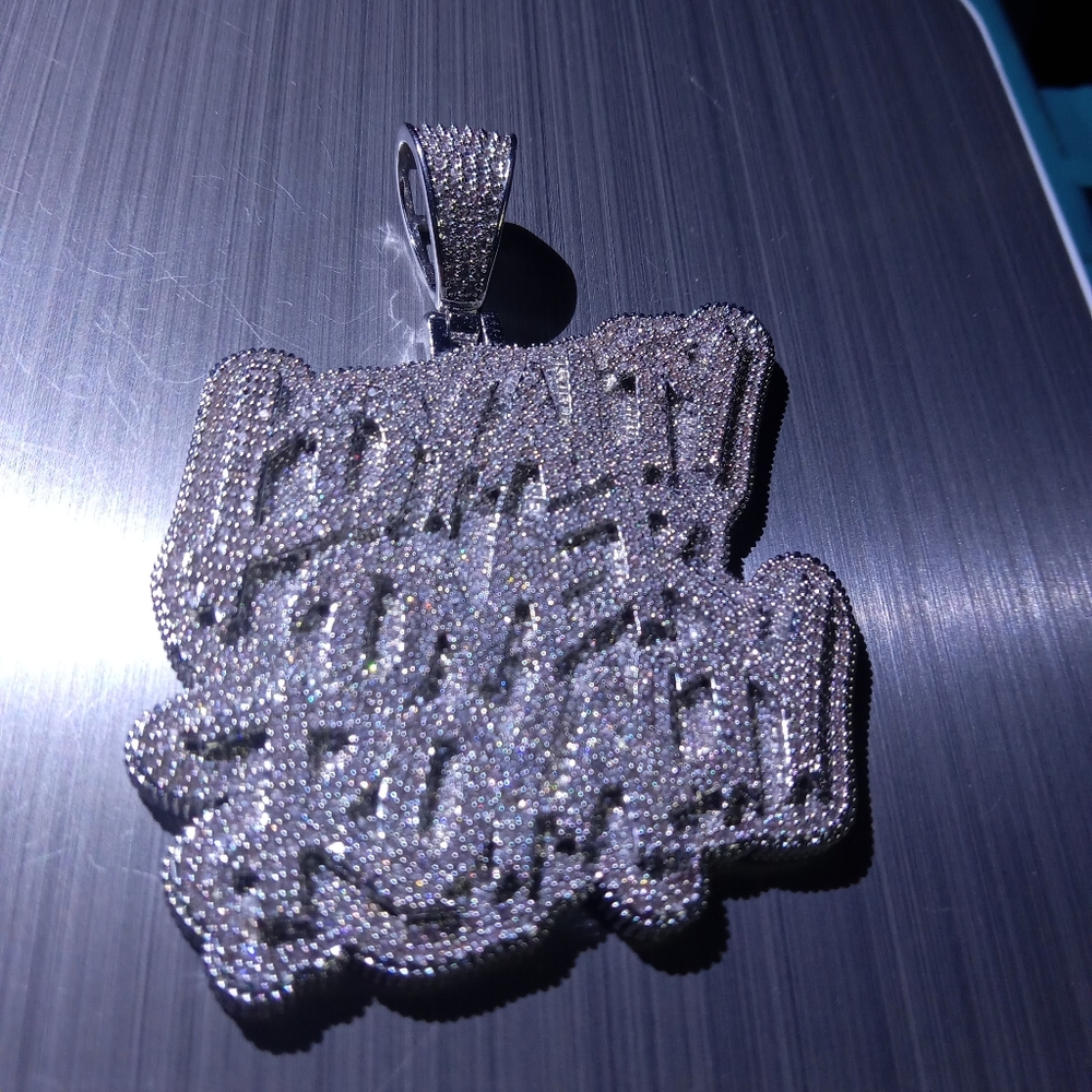 6 Ct Moissanite LOYALTY OR ROYALTY pendant Solid Sterling Silver. High Quality